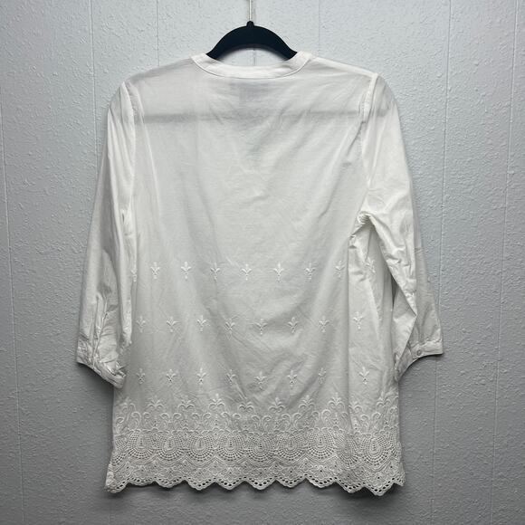 FDJ Women's Garden Core Peasant Coastal Embroidered Crochet Vacation Top Size 4 - Picture 6 of 14